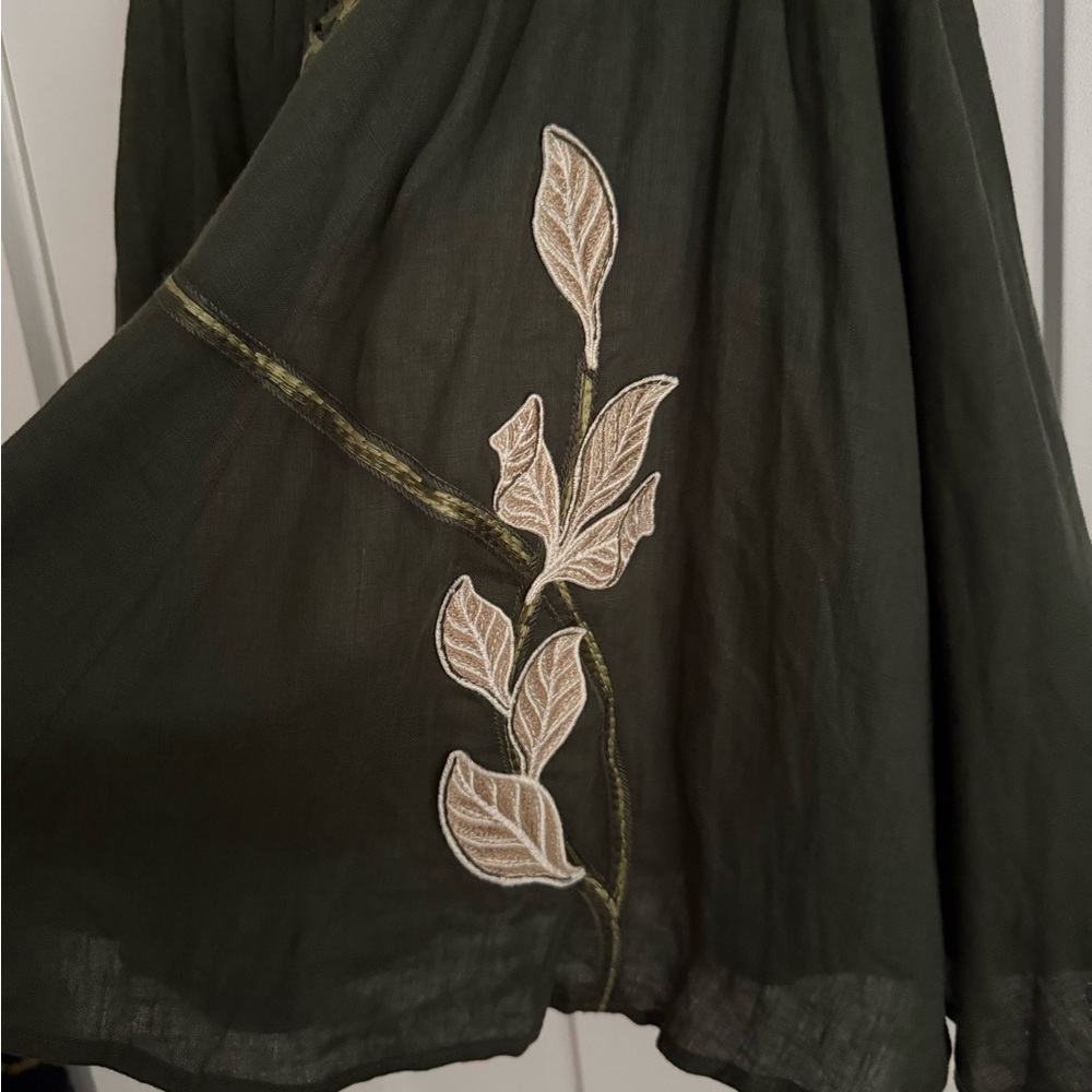 Agua by Agua Bendita Hierbabuena Gardenia Embroidered Mini Dress Forest Green - Picture 5 of 11